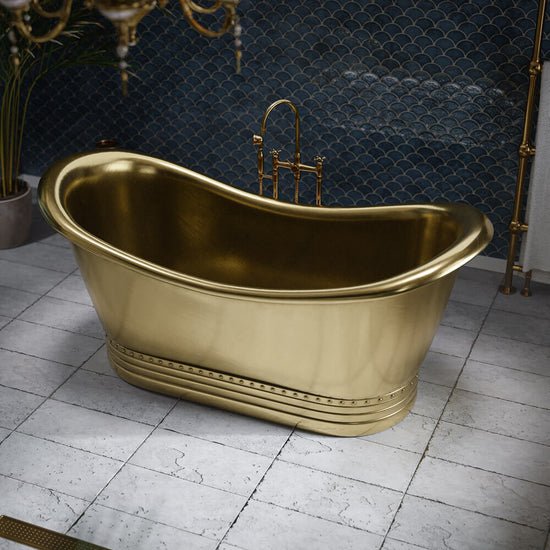 Matte Black and Copper Freestanding Soaking Bathtub - Dual Finish