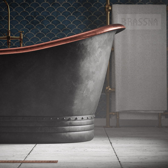 Matte Black Copper Freestanding Bathtub - Hand Crafted Luxury