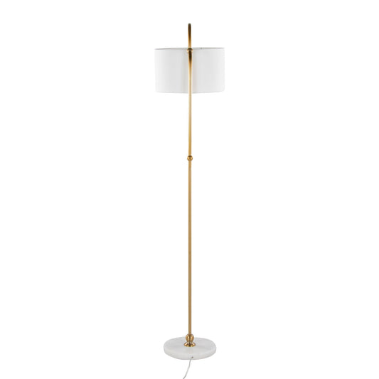 Leslie - Glam / Art Deco Floor Lamp - Gold / White