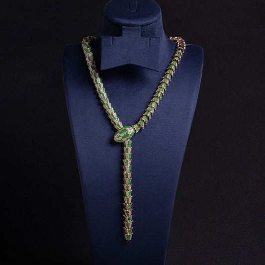 S925 Silver Snake-Shaped Enamel Necklace