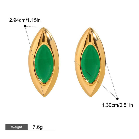 18K gold geometric/flower-shaped inlaid gemstone design light luxury noble earrings