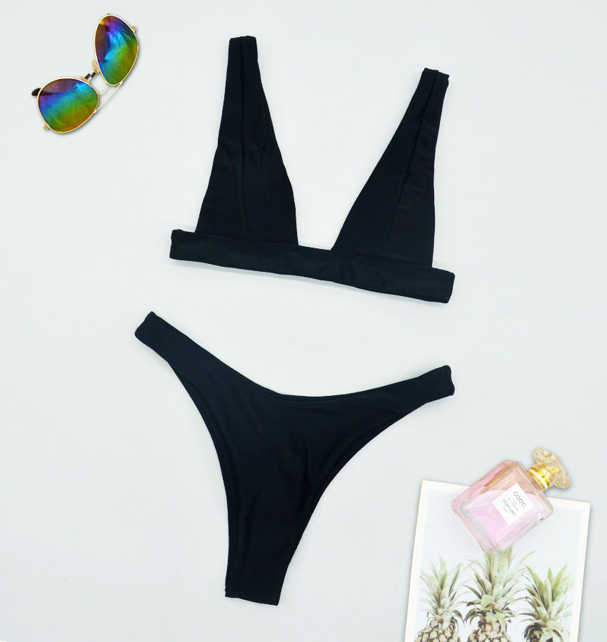 Sexy Push Up Solid Color Split Bikini Swimming Women Bikini