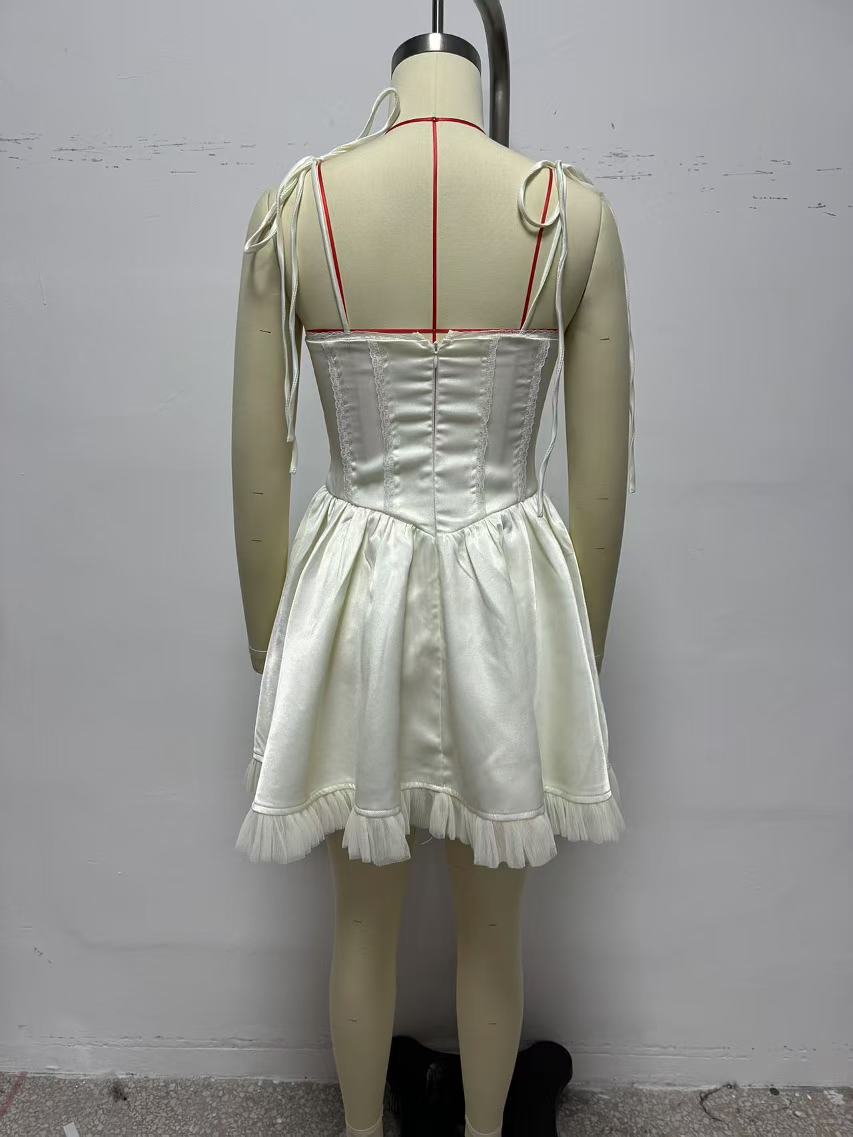 Lace up Design Splicing Sling Dress