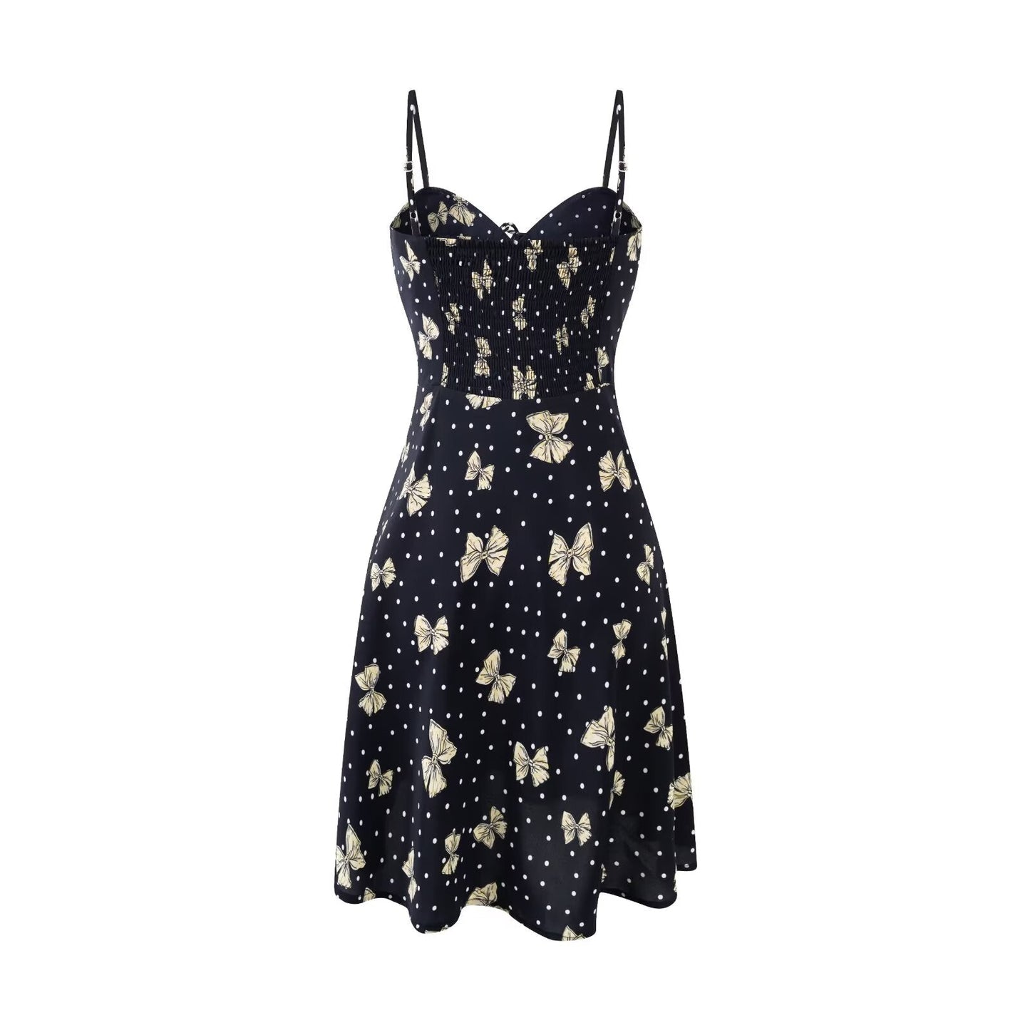 Spring Gentle Vacation Butterfly Floral Print Suspender Dress