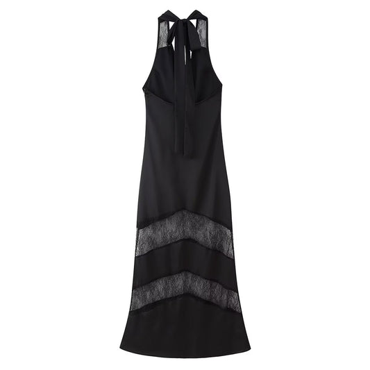 Women Dress Sexy Voile Stitched Backless Maxi Dress