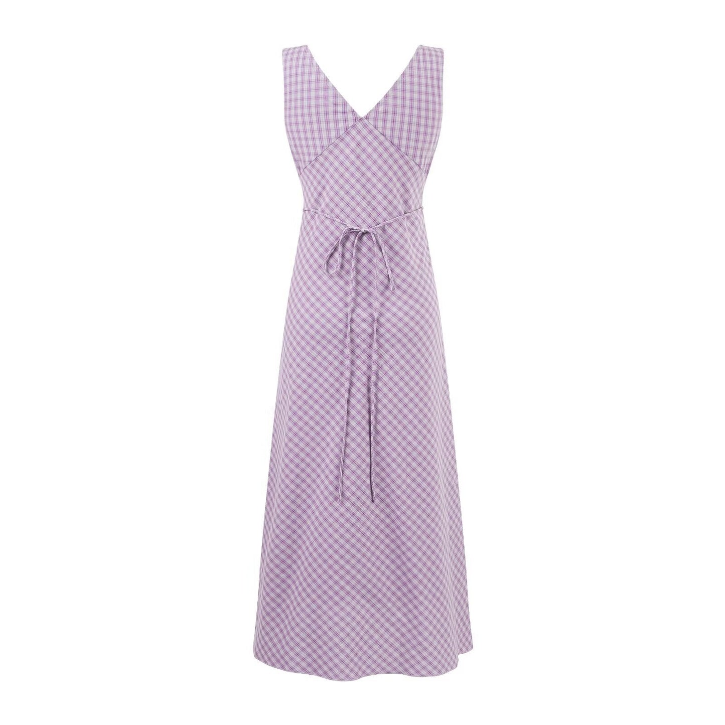 Summer Holiday Casual Purple Pattern V neck Lace up Waist Tight Dress