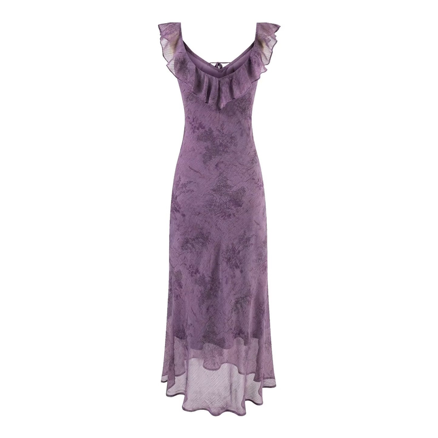 Summer Adult Lady like Woman Sexy Purple Printed Sexy Sheath Dress
