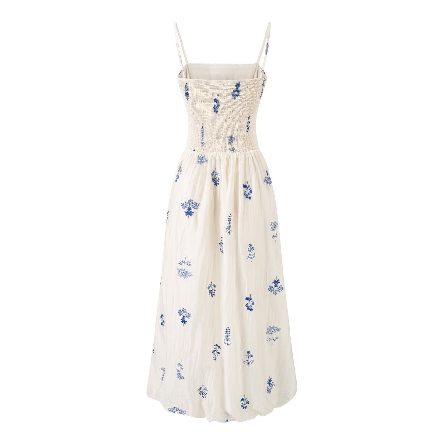 Tight Waist Floral Embroidered Suspender Dress Women Summer Thin Slimming Bud
