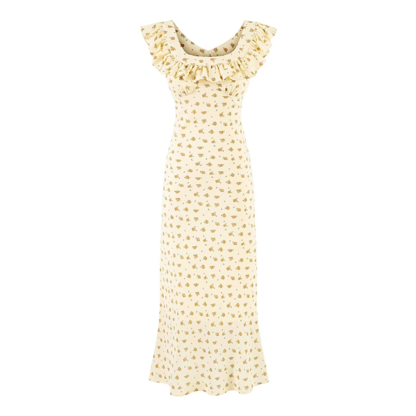 Summer Wind Ruffled V neck Floral Vacation Casual Dress Dress
