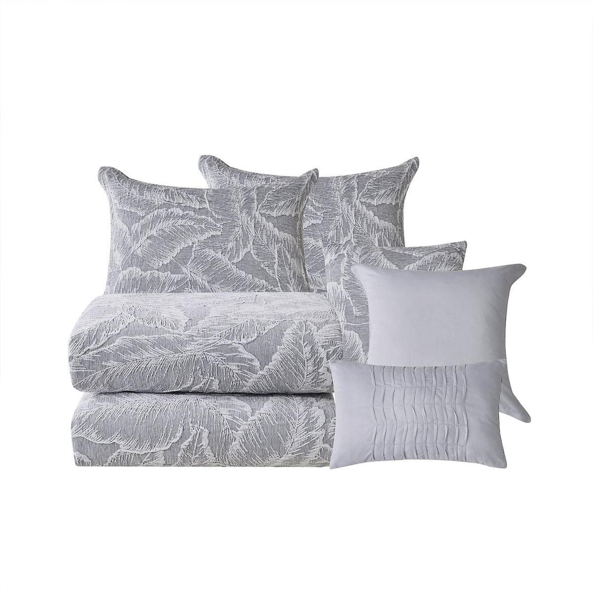 Closeout - 7 Piece Gray Chenille Jacquard Comforter Set