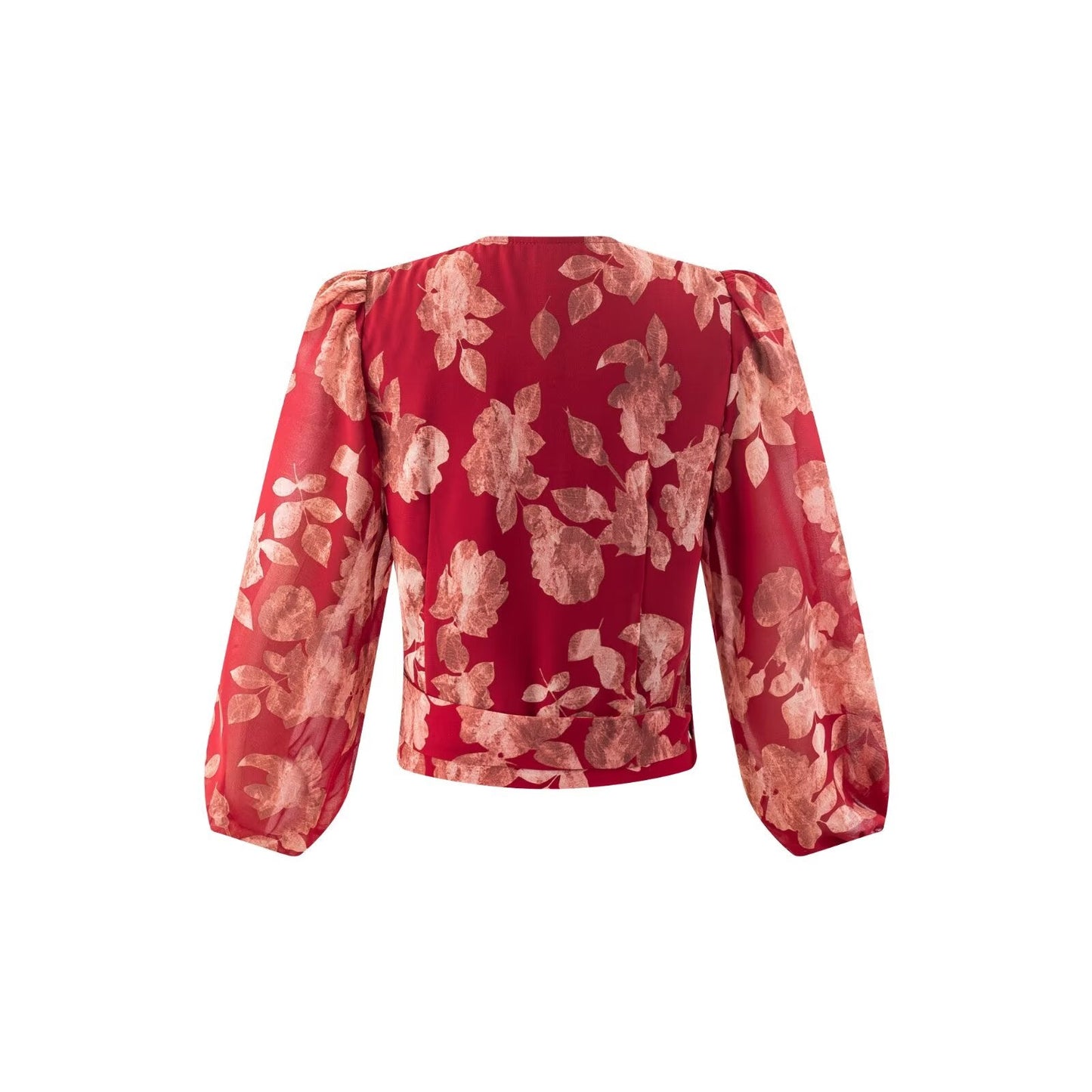Summer Vacation Casual Cross V neck Lace up Red Bottom Printed Blouses