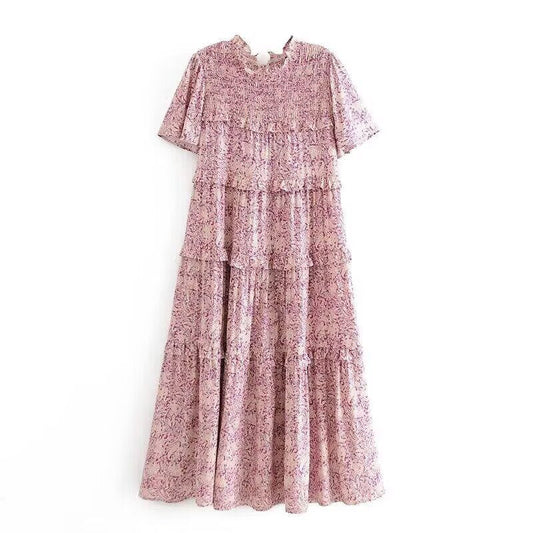 Women Clothing Summer Rayon Printed Cake Bohemian Casual Dress