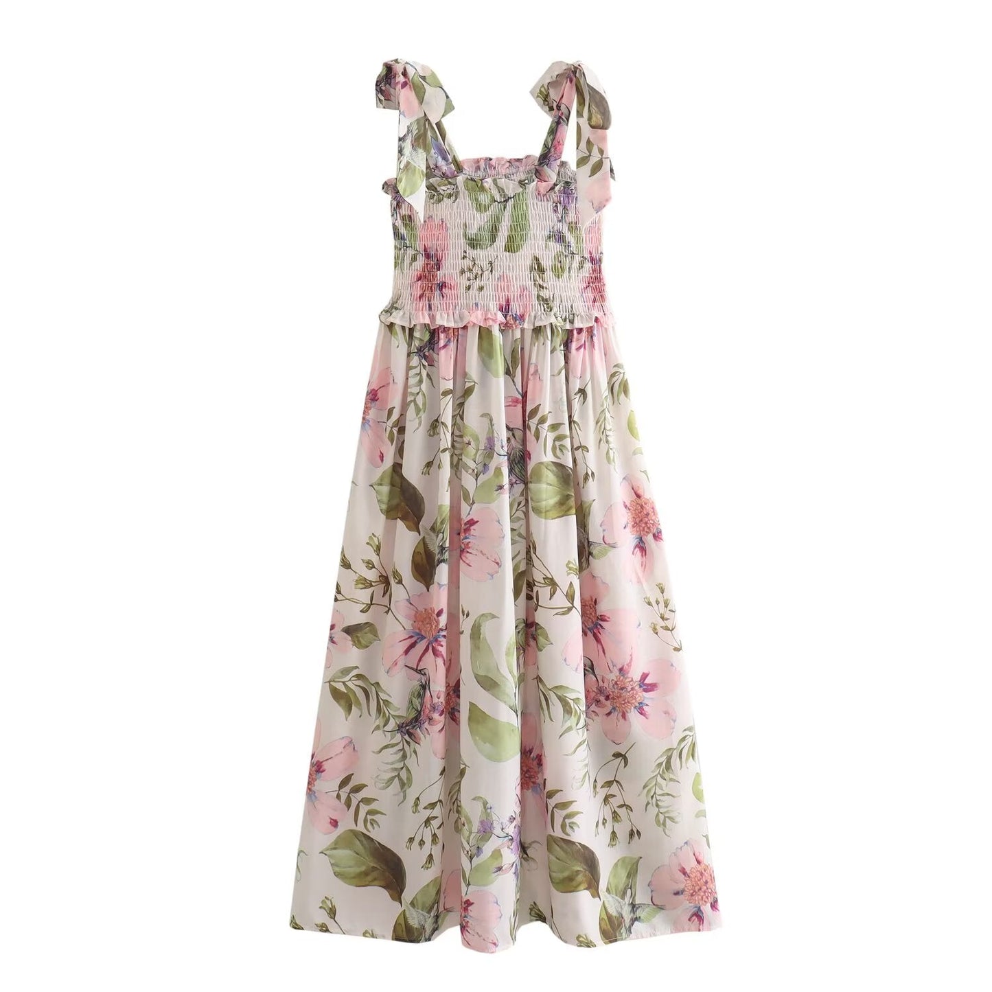 Women Design Print Lace up Dress