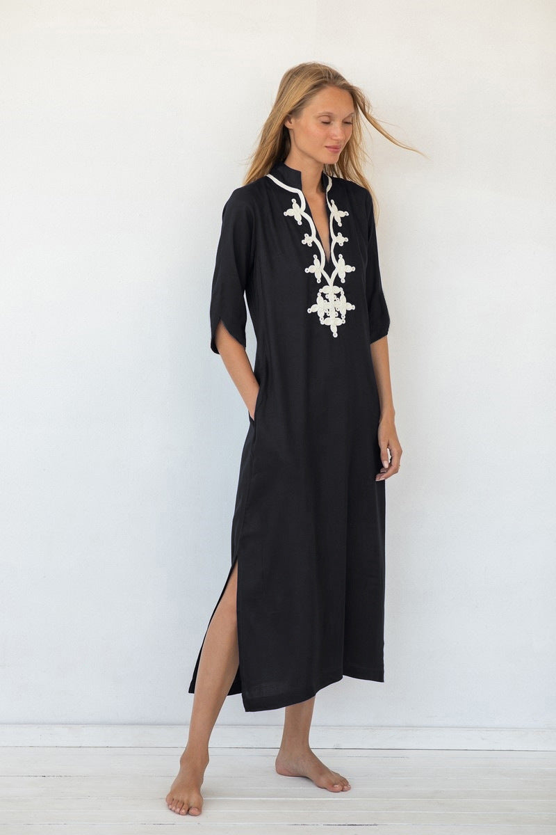 Rayon Embroidered Casual Maxi Dress Women Beach Jacket Seaside Vacation Maxi Dress Beach Cover Up