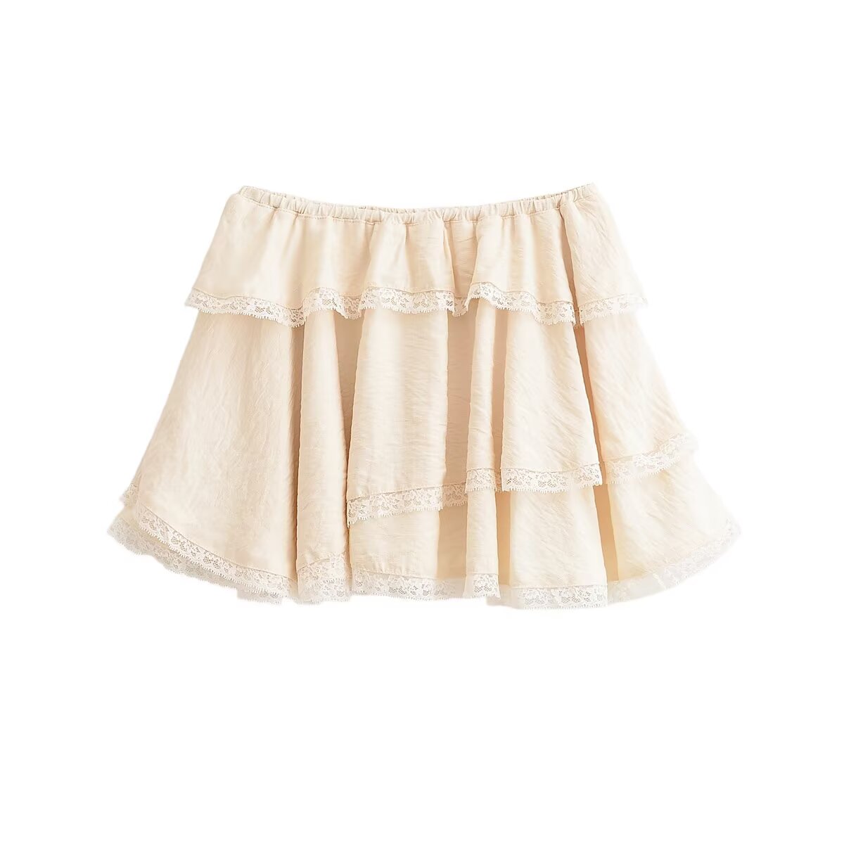 Women Clothing Summer Lace Laminated Decoration Mini Skirt