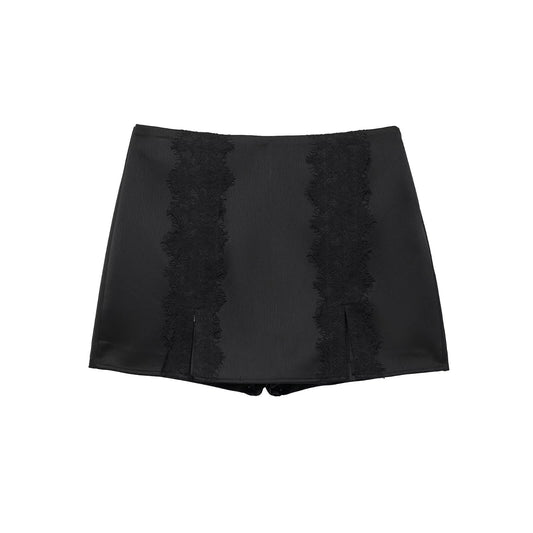 Women Clothing Summer Sexy Lace Patchwork Slit Mini Culottes