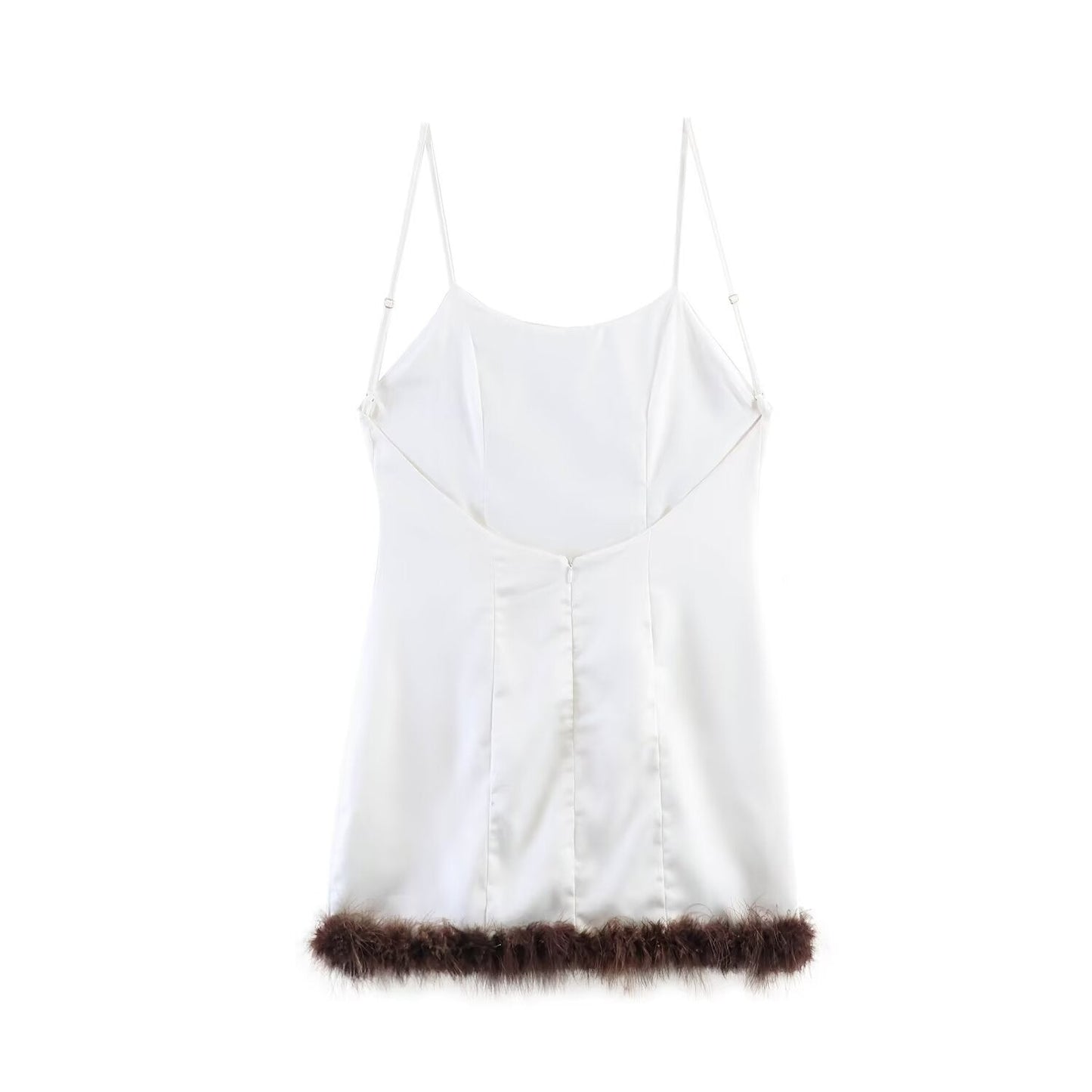 Women Clothing Western Classic All Match Furry Splicing Sling Dress