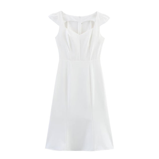 Women Clothing Western Classic Slim White Elegant Dress