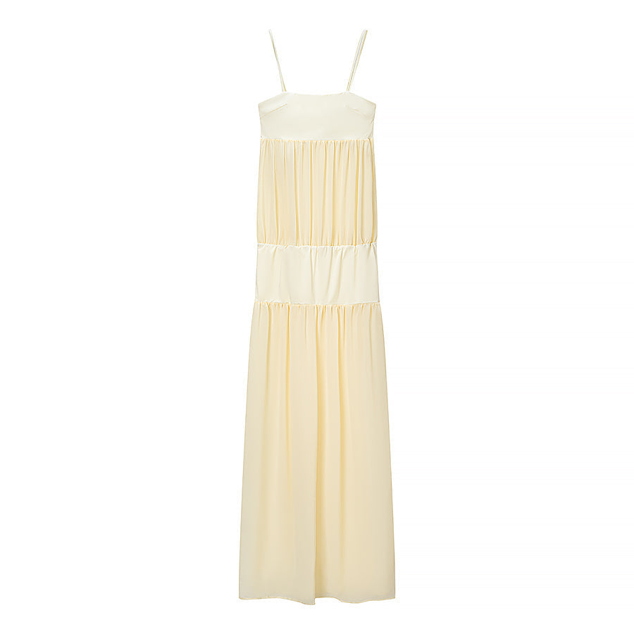 Summer Women Clothing Sexy Stitching See through Strap Solid Color Dress