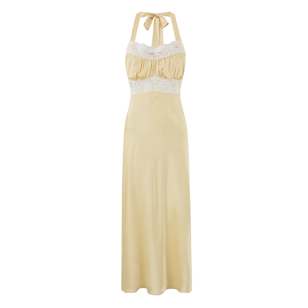 Vacation Dress Lace Slim Fit Patchwork Backless Halter Dress