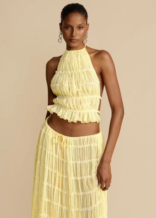 π΄ 2-Piece Women's Beachwear Set β Sleeveless Halter Crop Top