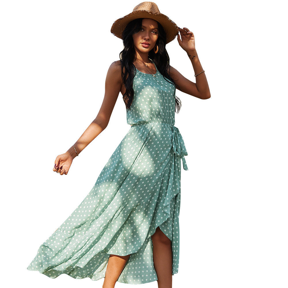Spring Summer Casual Women Clothing Sling Polka Dot Dress
