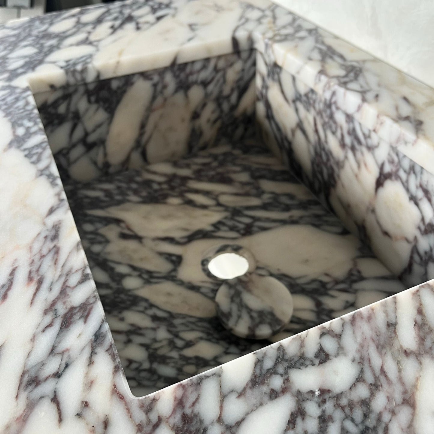 Calacatta Viola Marble Bathroom Vanity Sink Handcrafted Custom Contemporary Style