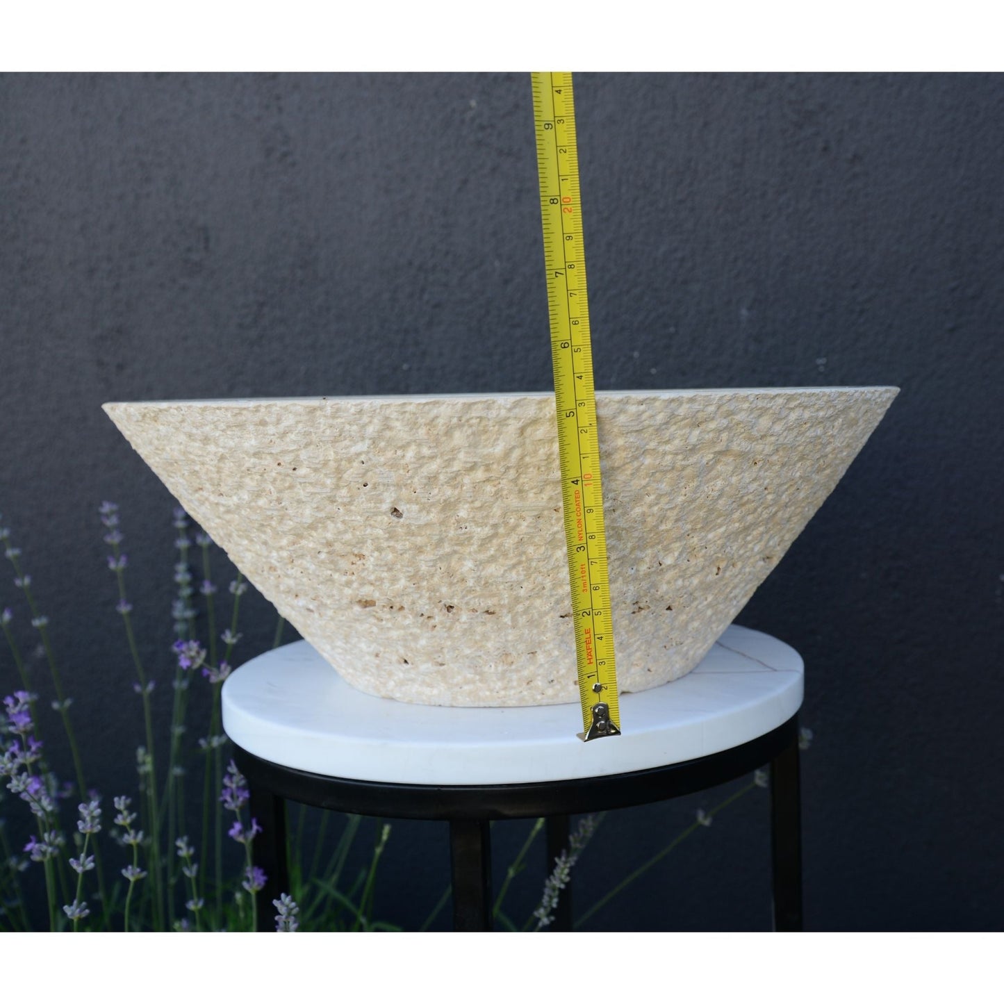 Light Beige Travertine Natural Stone Handcrafted Vessel Sink
