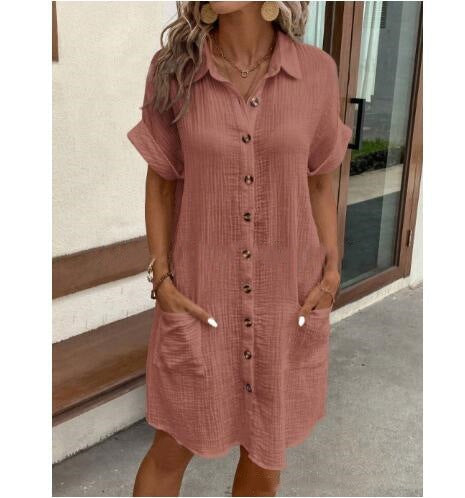 Women’s Ruffle Hem Shirt Dress – Loose Fit Summer Holiday Style