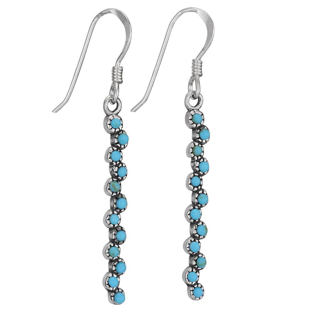 Blue Green Dozen Earrings with Turquoise & Sterling Silver