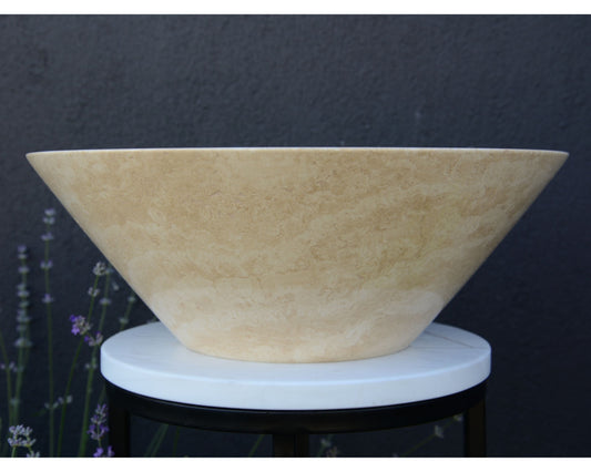 Handcrafted Light Beige Travertine Vessel Sink - Luxury Bathroom Vanity Countertop