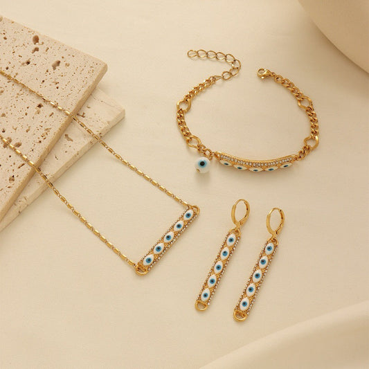 Middle Eastern Evil Eye Necklace, Bracelet and Earring Set