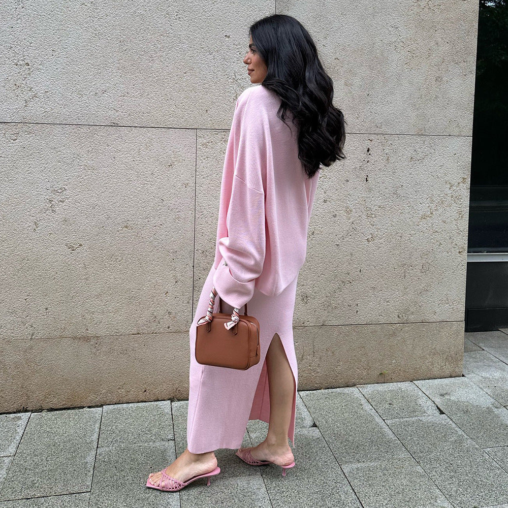 Women's 3-Piece Knit Cardigan, Camisole & Side-Slit Skirt Set