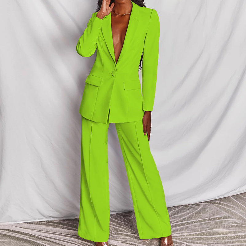 Women's Professional Blazer & Trousers Suit Set – Long Sleeve, Full Length