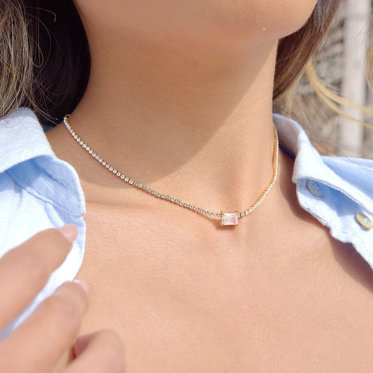 Stainless Steel Zircon Cross Necklace