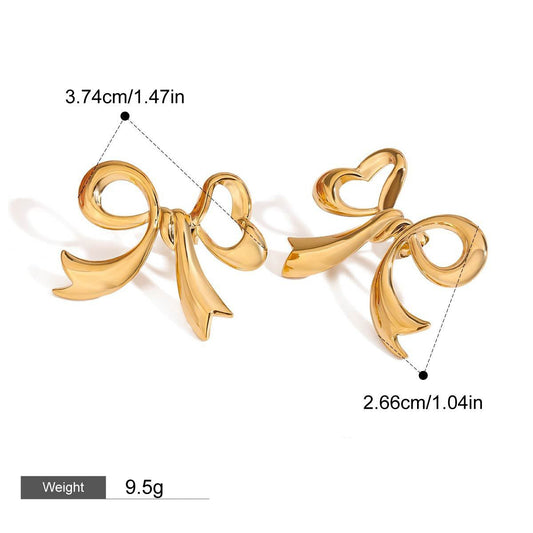 18k gold bow design exquisite and noble earrings