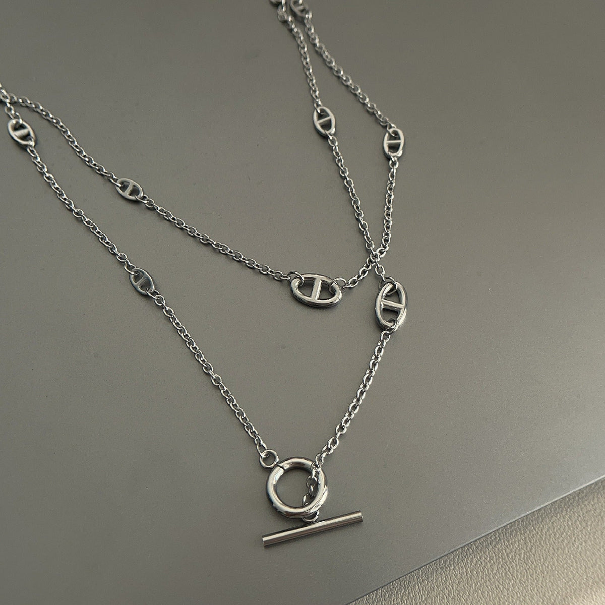 18K gold-plated titanium steel pig nose necklace