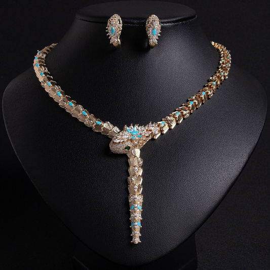 18K Solid Gold Micro-Pavé Diamond Snake Necklace