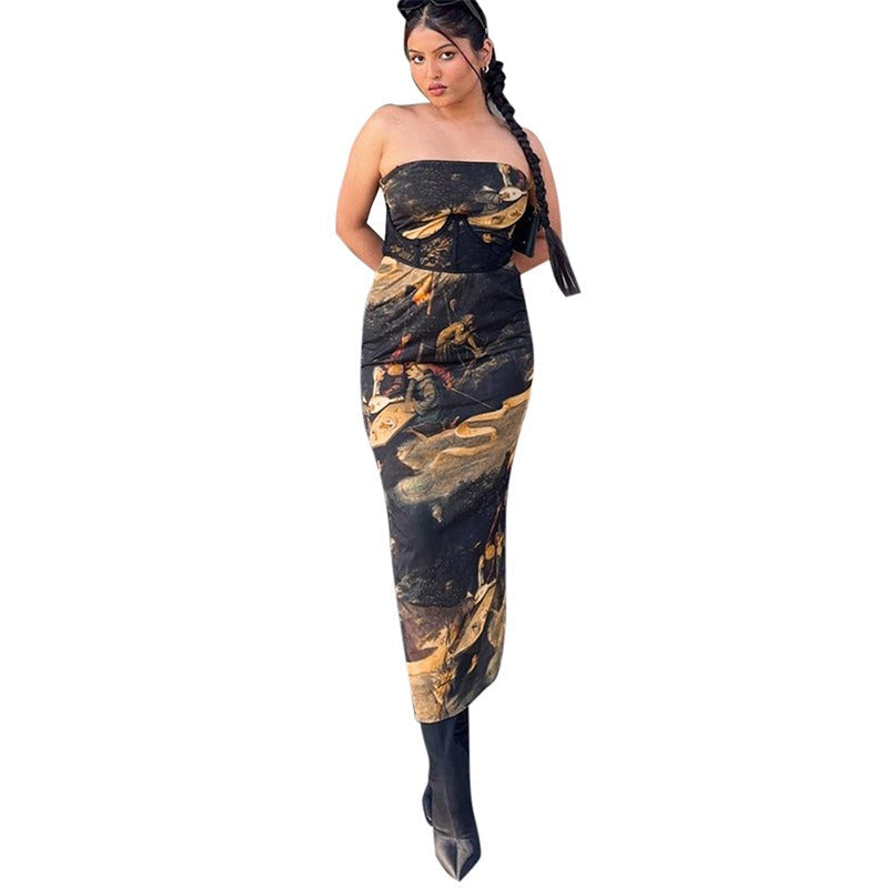 š Summer Strapless Printed Tube Dress ā Slim Fit Bodycon Mini