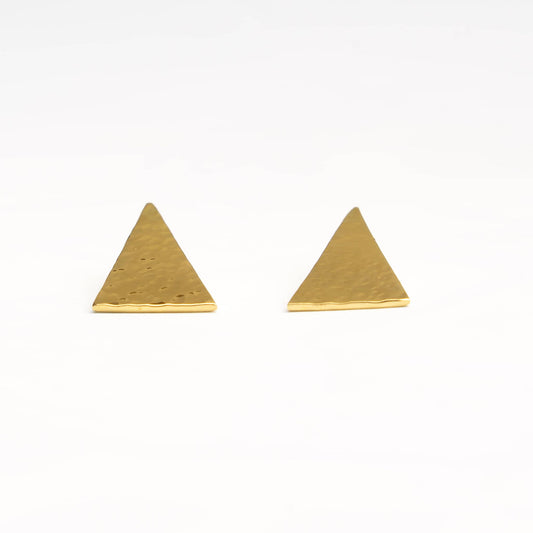 Hammered Triangle Drop Stud Earrings | Amali