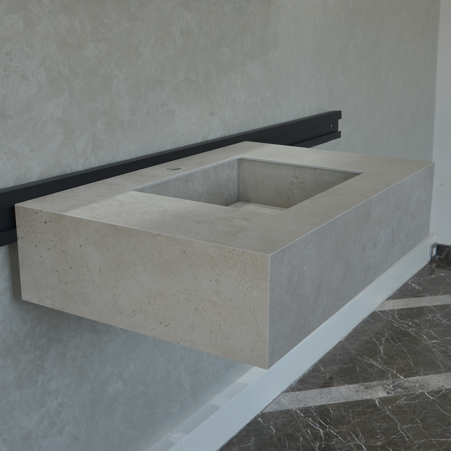 Handcrafted Infinity Concrete Grey Engineered Porcelain Sink