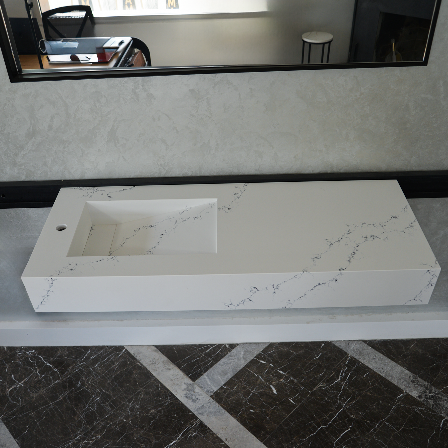 White Engineered Quartz Thunder Sink - Custom Handcrafted Design