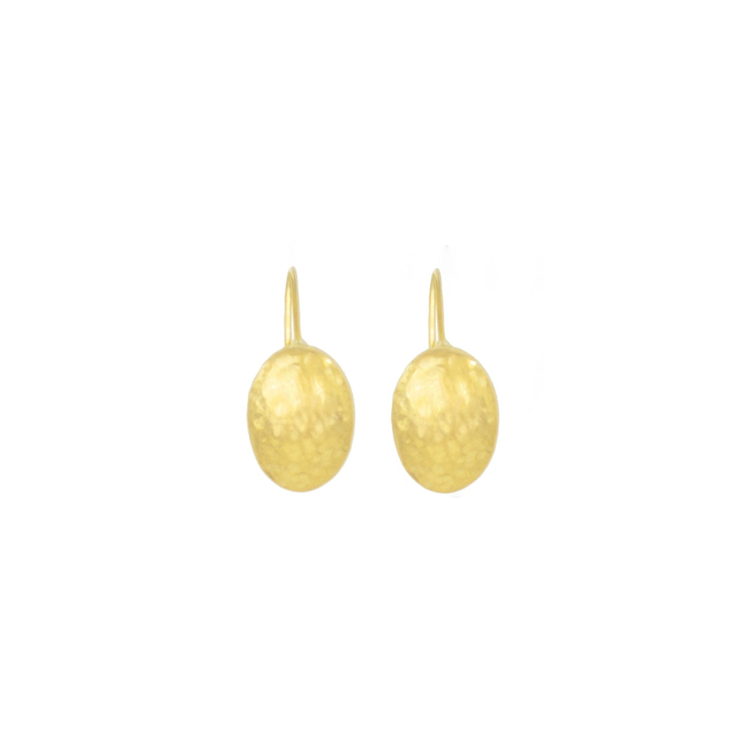Hammered Oval Disc Brass Drop Earrings | Zawadi