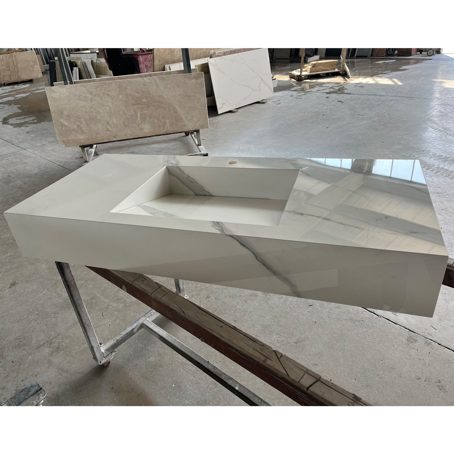 Handcrafted Extra Statuario Italian Engineered Porcelain Kitchen Sink