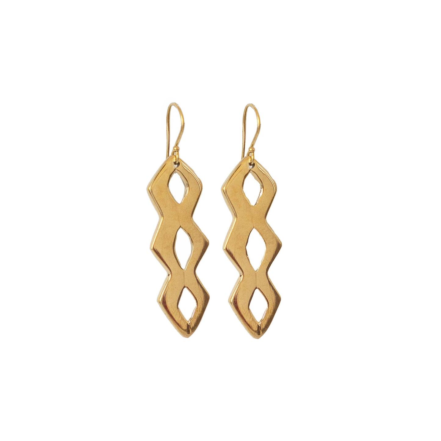 Linked Diamond Lattice Brass Drop Earrings | Chaka