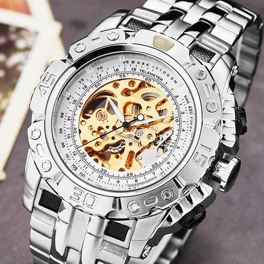Big Dial Automatic Mechanical Watch Men Stainless Steel Bracelet Russia Brazil Wrist Watches Mens Luxury Gold Silver Wristwatch