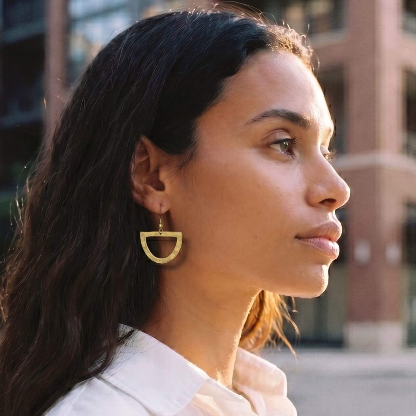 Hammered Half-Circle Brass Earrings | Jano