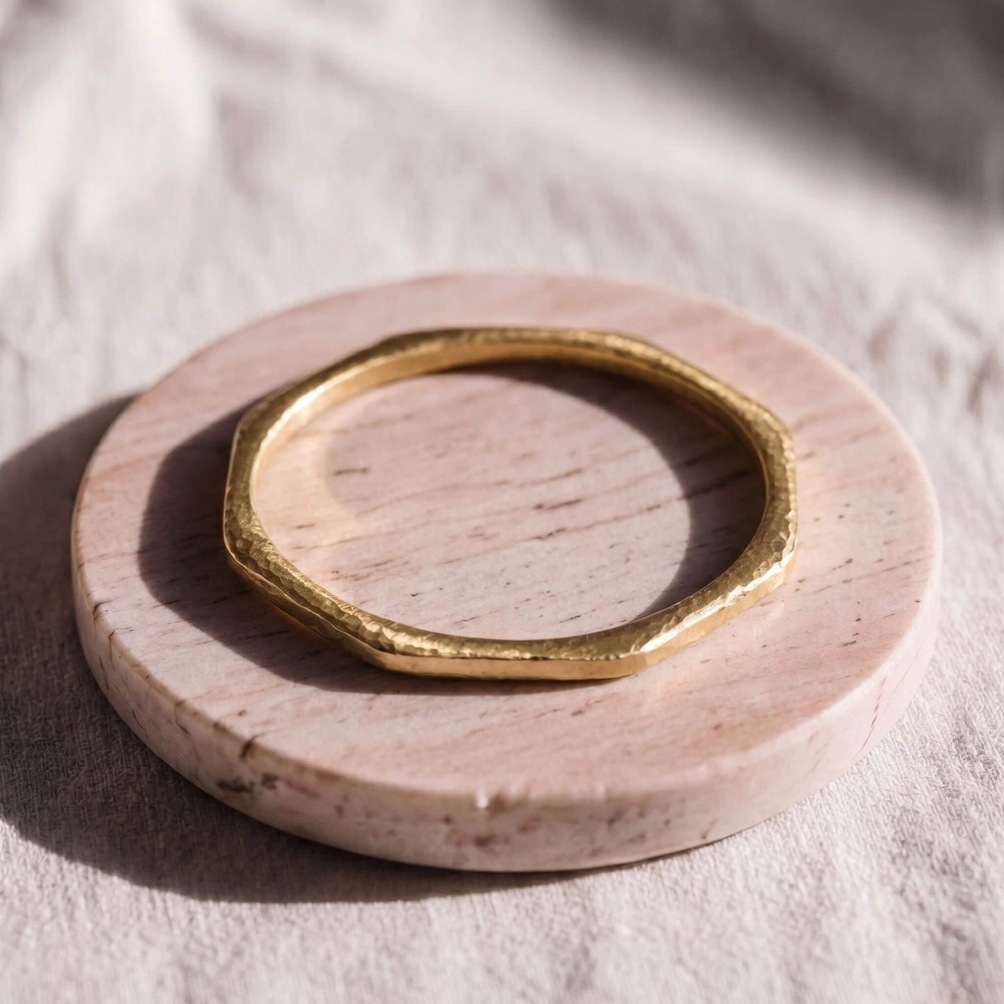 Hand-Hammered Octagon Stackable Brass Bangle | Pia