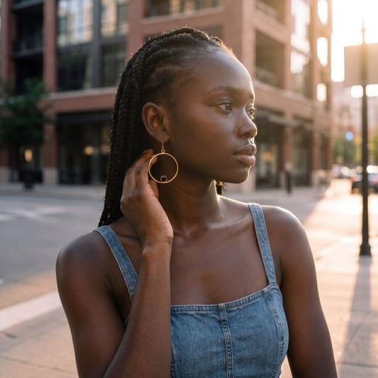 Brass Hoop with Horn Accent Earrings | Lozi