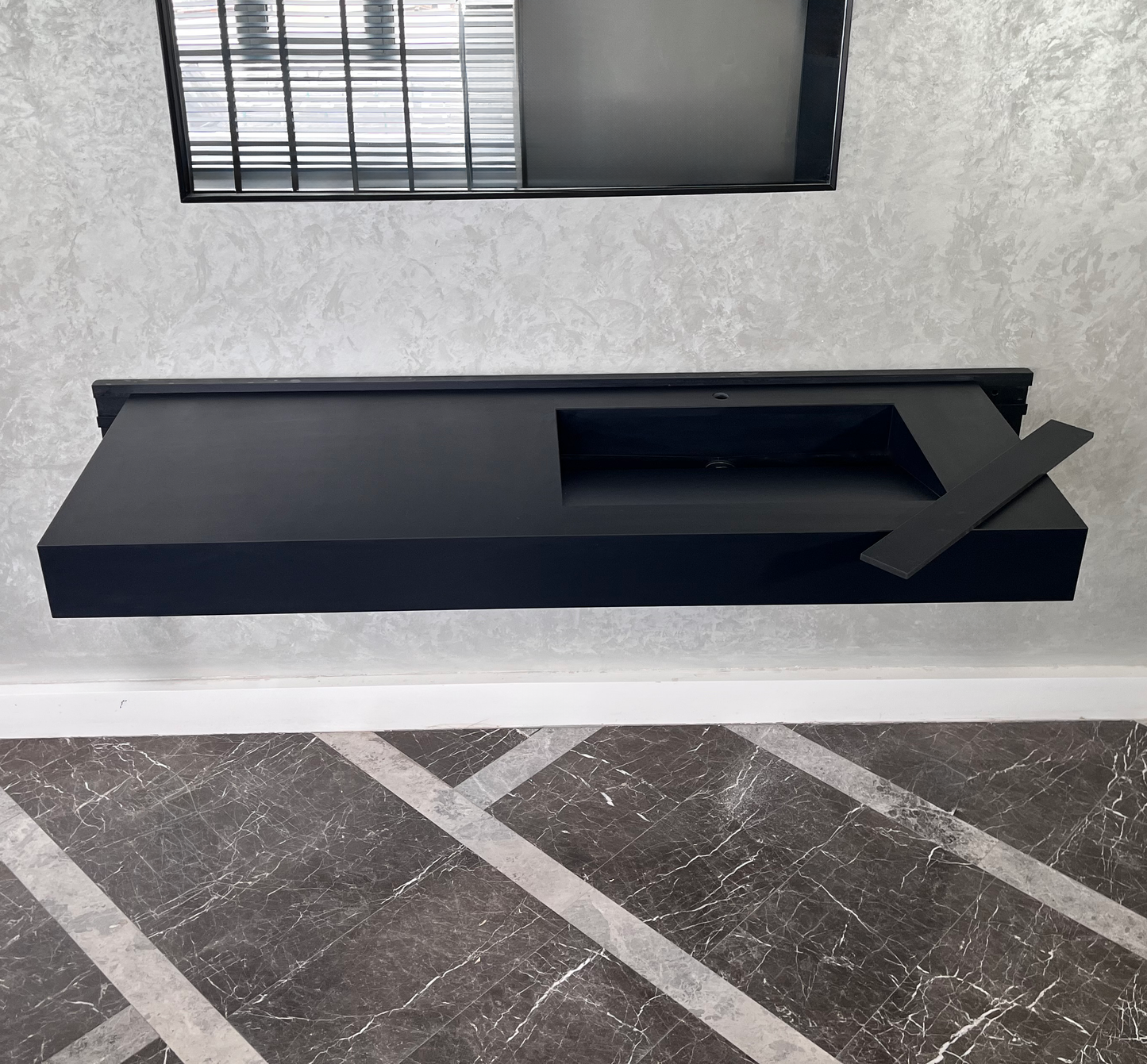 Absolute Black Engineered Stone Kitchen Sink - Premium Handcrafted Infinity Design